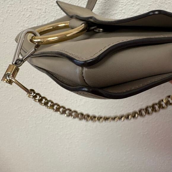 Chloe Faye Small Crossbody Leather Suede Taupe Grey - Picture 4 of 13